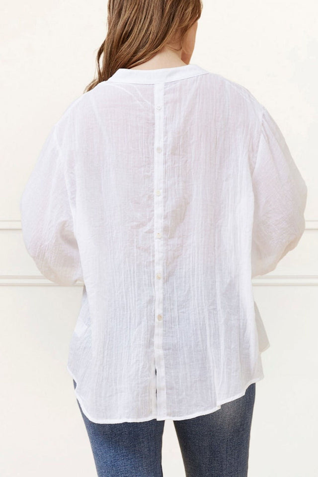 Roxanne Oversized Semi-Sheer Shirt Blouse Solid