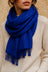 Sapphire Blue Fringe Scarf styled for an ONZE studio cover