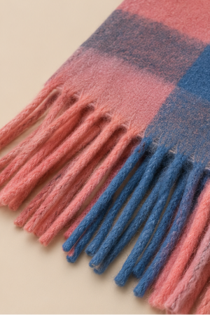 Multicolor Plaid Fringe Winter Scarf