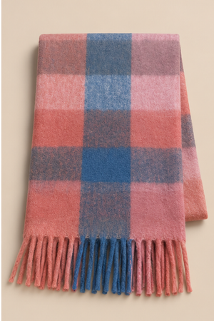 Multicolor Plaid Fringe Winter Scarf