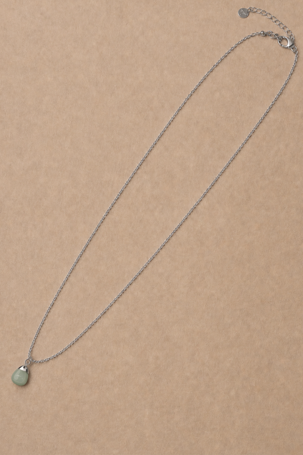 Semi-Precious Stone Drop Pendant Necklace - Magnesite
