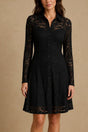 Skylar black stretch lace shirt dress front view