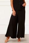 Solange Pantalon Palazzo Lin Taille Élastique Noir