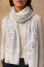 White Animal-Print Long Scarf styled for an ONZE studio cover