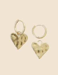 Earrings Heart Hammered Finish - Onze Montreal