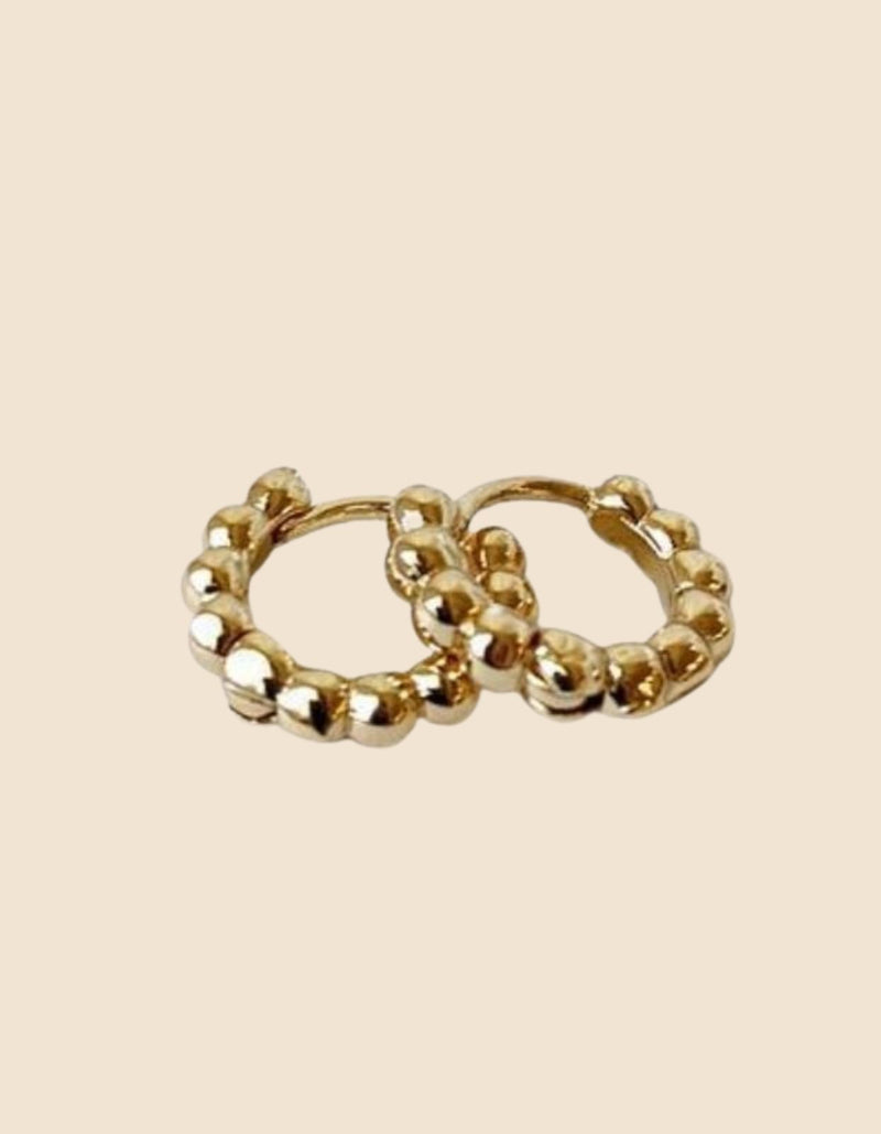 Mini Hoop Earrings Beads Gold - Onze Montreal
